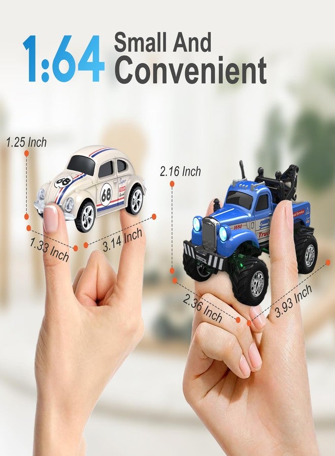 MOONTOY 1:64 Scale Mini Alloy Truck RC Car with LED Lights, 2.4Ghz Remote and App Control Toy Car, 3-Speed Adjustment Pocket Toy Car for Kids 4-8 Years and Adults (Yellow) - Image 2